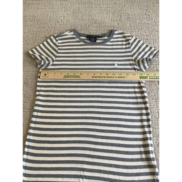 Ralph lauren sport Girl’s crewneck tshirt size L .Gray white stripes soft touch - Picture 2 of 7